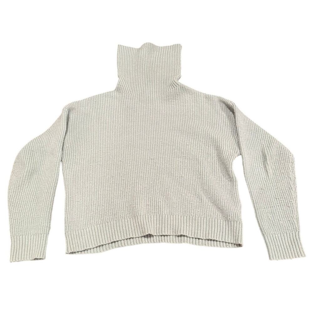 Forever 21 Women's Light Gray Ribbed Turtleneck Knit Crop Sweater Size Large